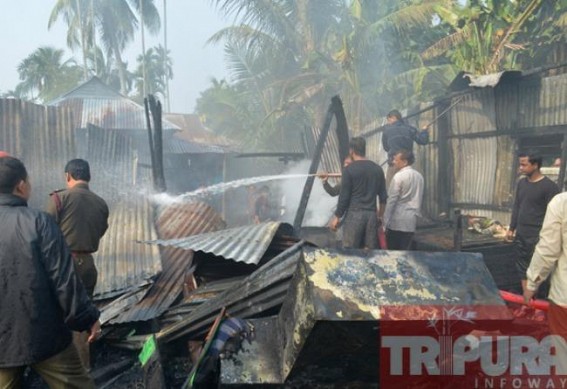 Short circuit lead to fire : House reduced to cinder
